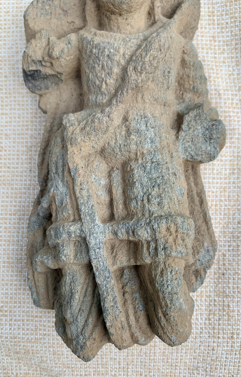 Gandhara Boddhisattva Stone Carved Panel, Blue Schist, 2nd / 3rd Century Ad-photo-4