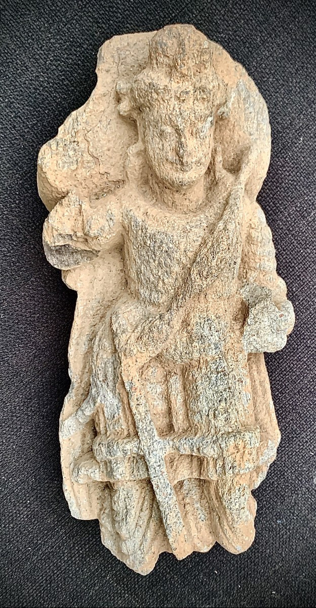 Gandhara Boddhisattva Stone Carved Panel, Blue Schist, 2nd / 3rd Century Ad