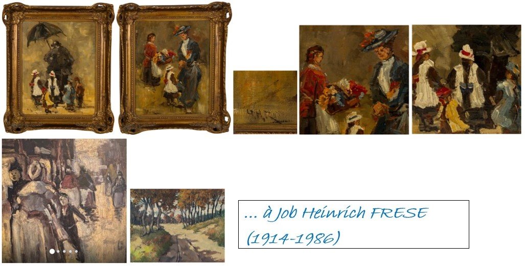 Japanese Women In A Park, Attr To Job Heinrich Frese (1914-1986), Painting On Wden Panel-photo-7