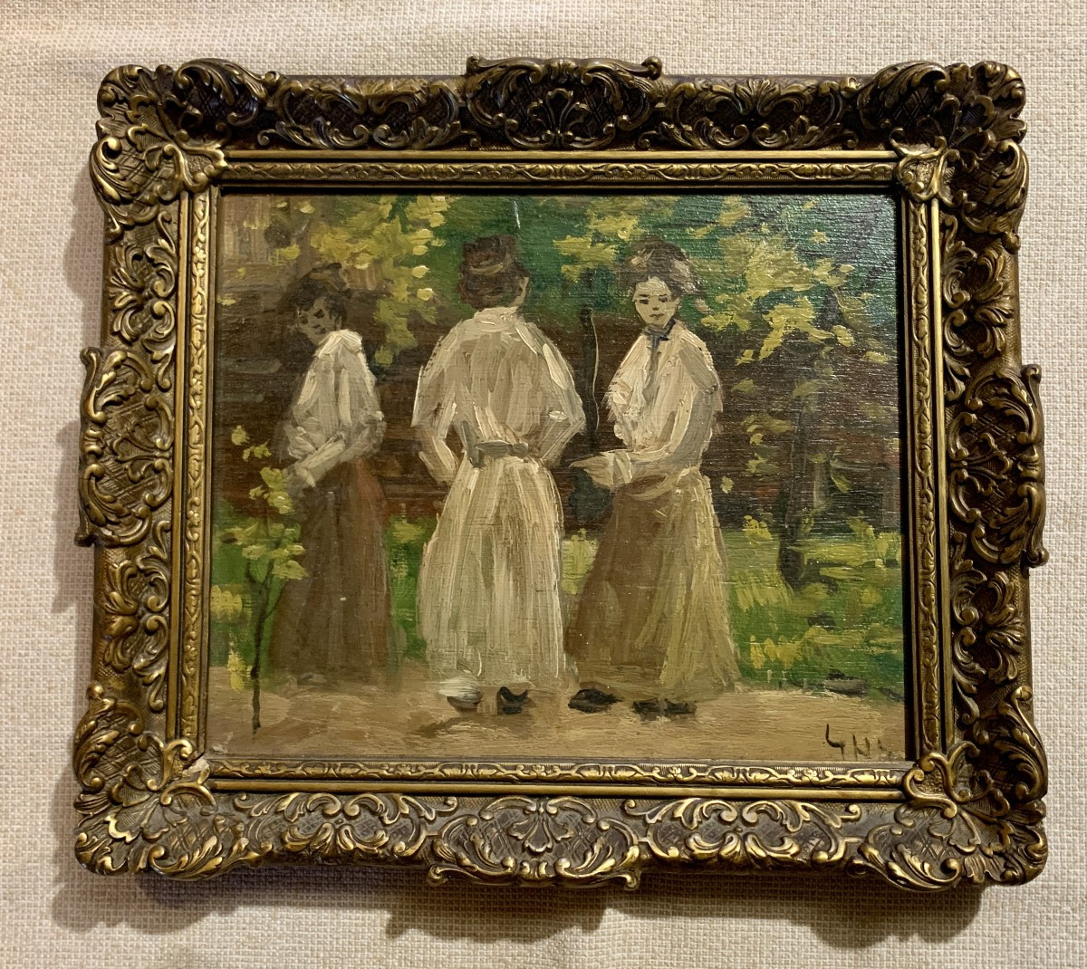 Japanese Women In A Park, Attr To Job Heinrich Frese (1914-1986), Painting On Wden Panel