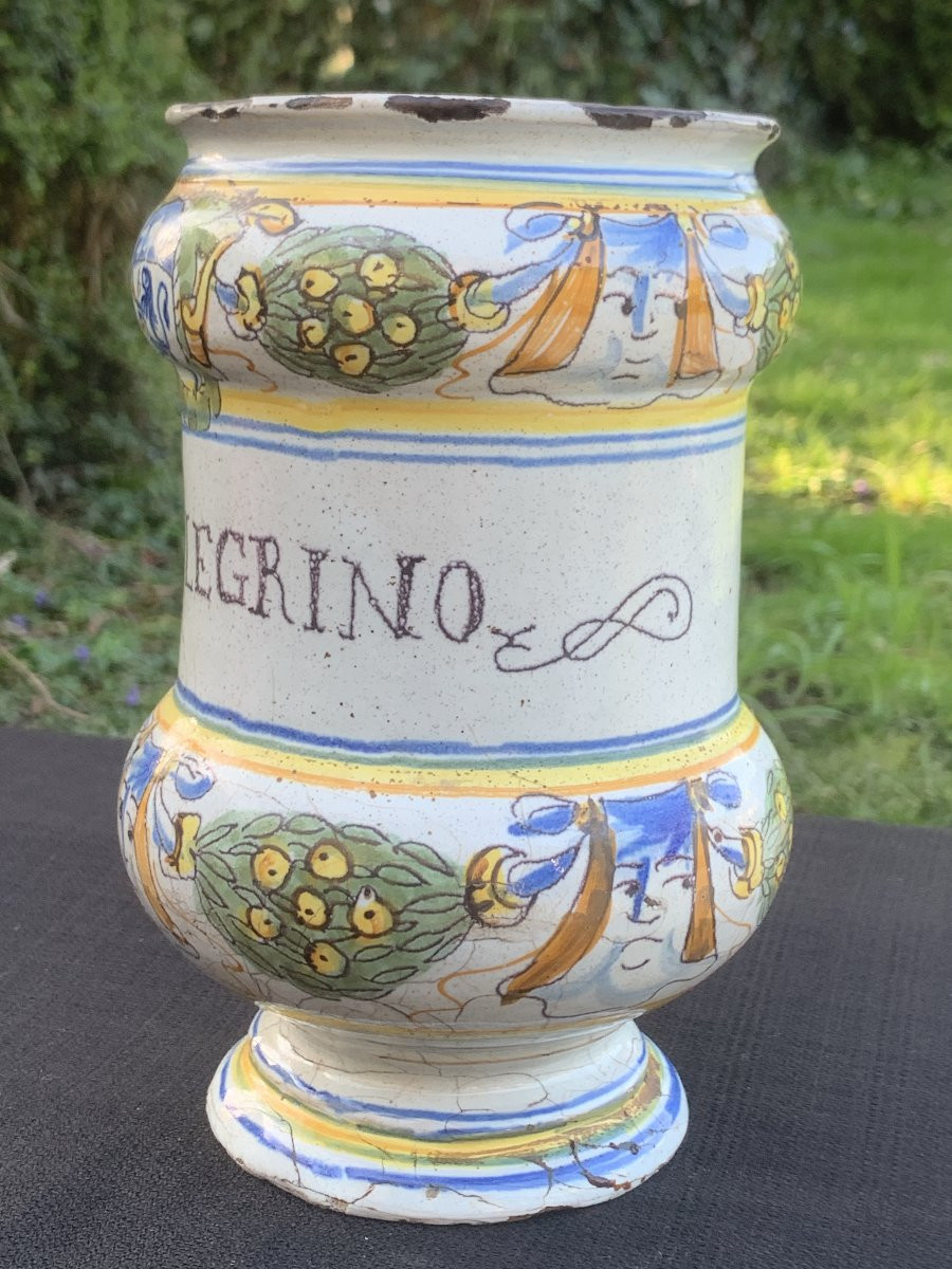 17th Cty Savona Majolica Albarello With Coat Of Arms-photo-3
