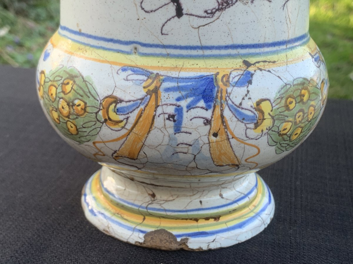 17th Cty Savona Majolica Albarello With Coat Of Arms-photo-7