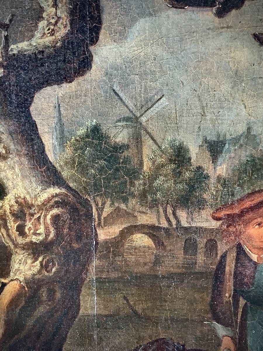 Peinture à l'huile hollandaise sur panneau, "le Charlatan" 1652 d'après Gerrit DOU-photo-2