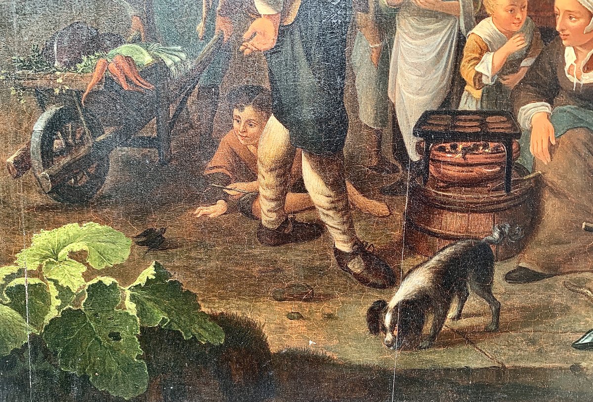 Peinture à l'huile hollandaise sur panneau, "le Charlatan" 1652 d'après Gerrit DOU-photo-3