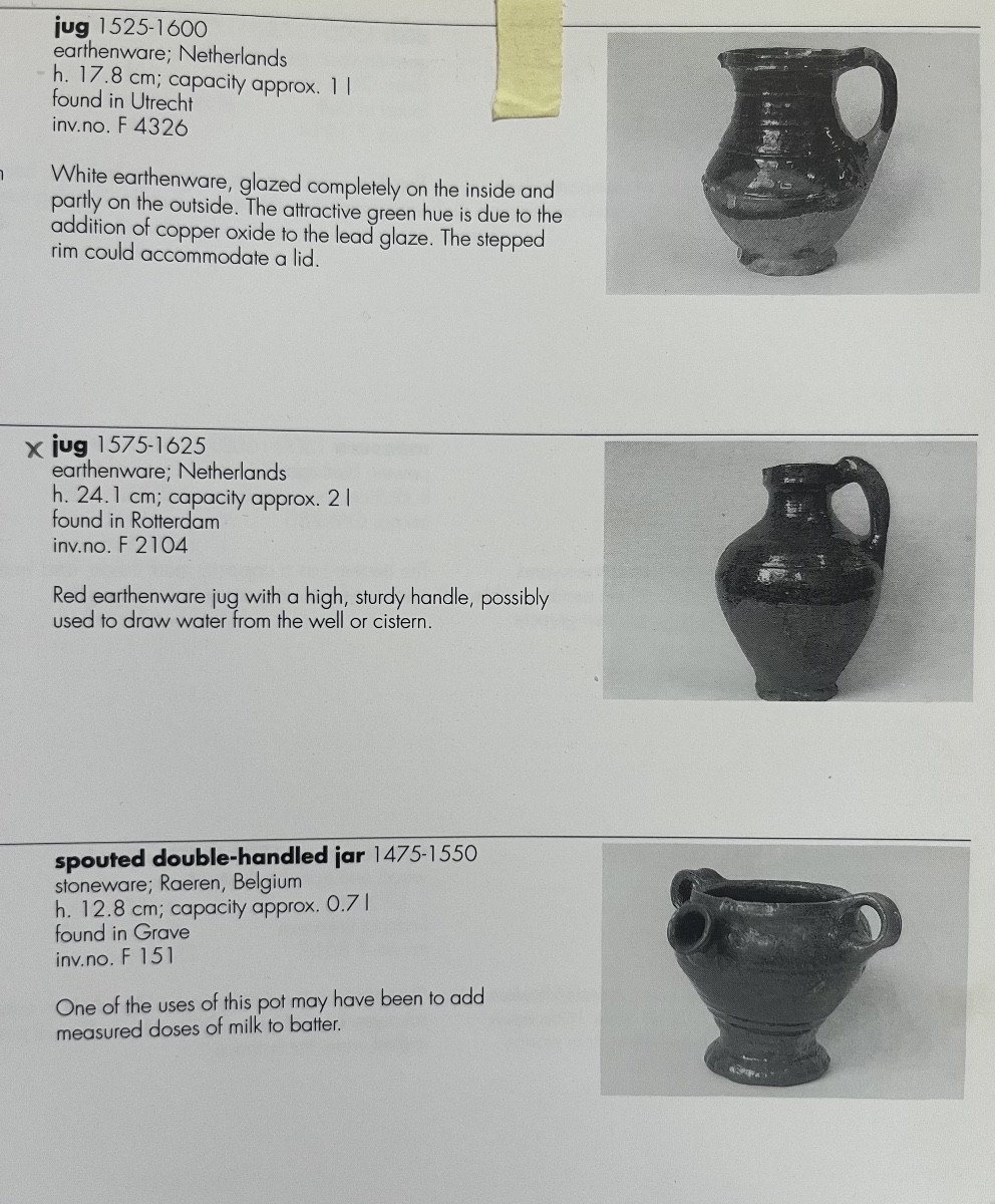  Glazed Earthenware Jug With Handle; Flanders Or Netherlands? Late 16 To Early 17th Cty-photo-3