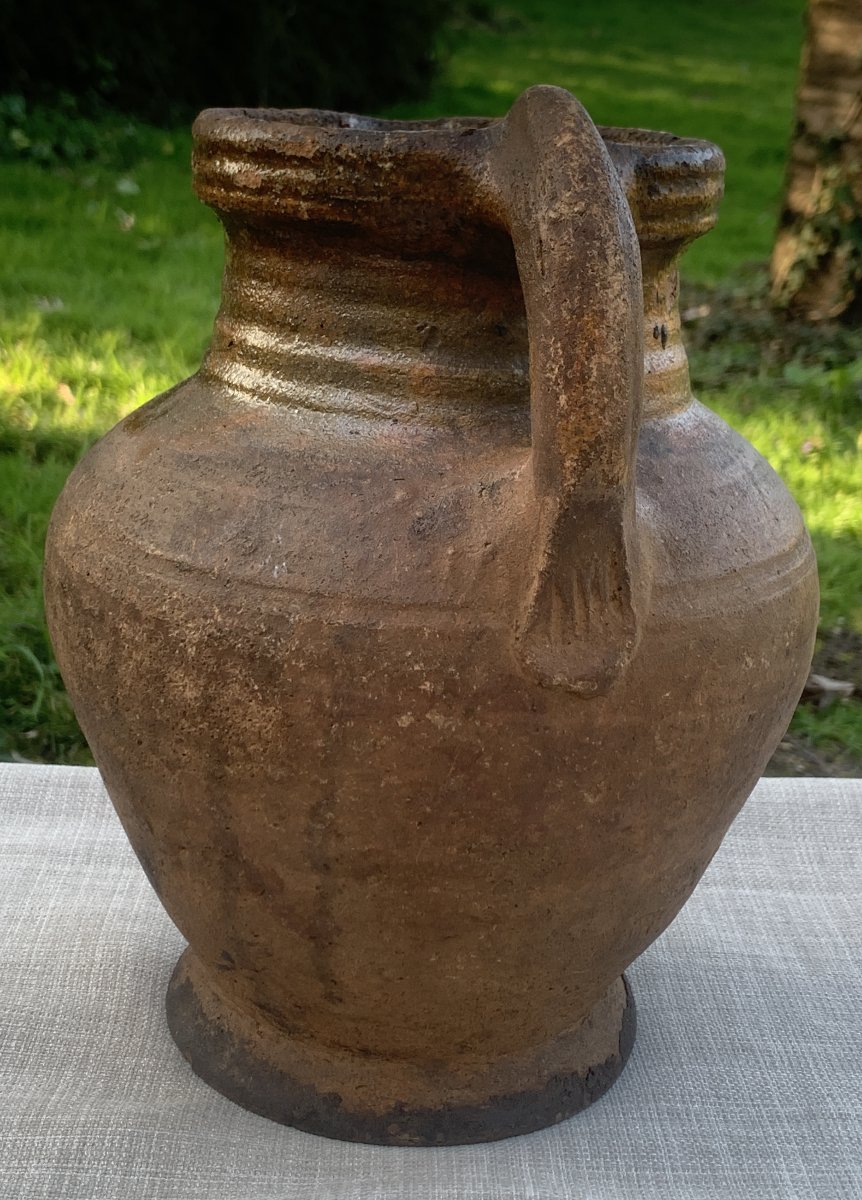  Glazed Earthenware Jug With Handle; Flanders Or Netherlands? Late 16 To Early 17th Cty-photo-6