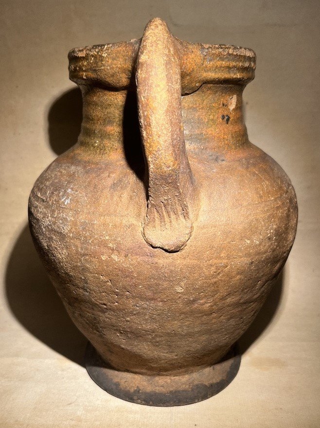  Glazed Earthenware Jug With Handle; Flanders Or Netherlands? Late 16 To Early 17th Cty-photo-7