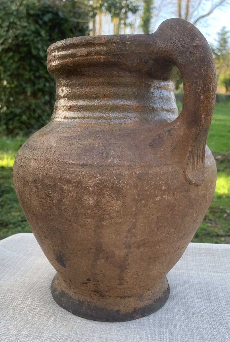  Glazed Earthenware Jug With Handle; Flanders Or Netherlands? Late 16 To Early 17th Cty