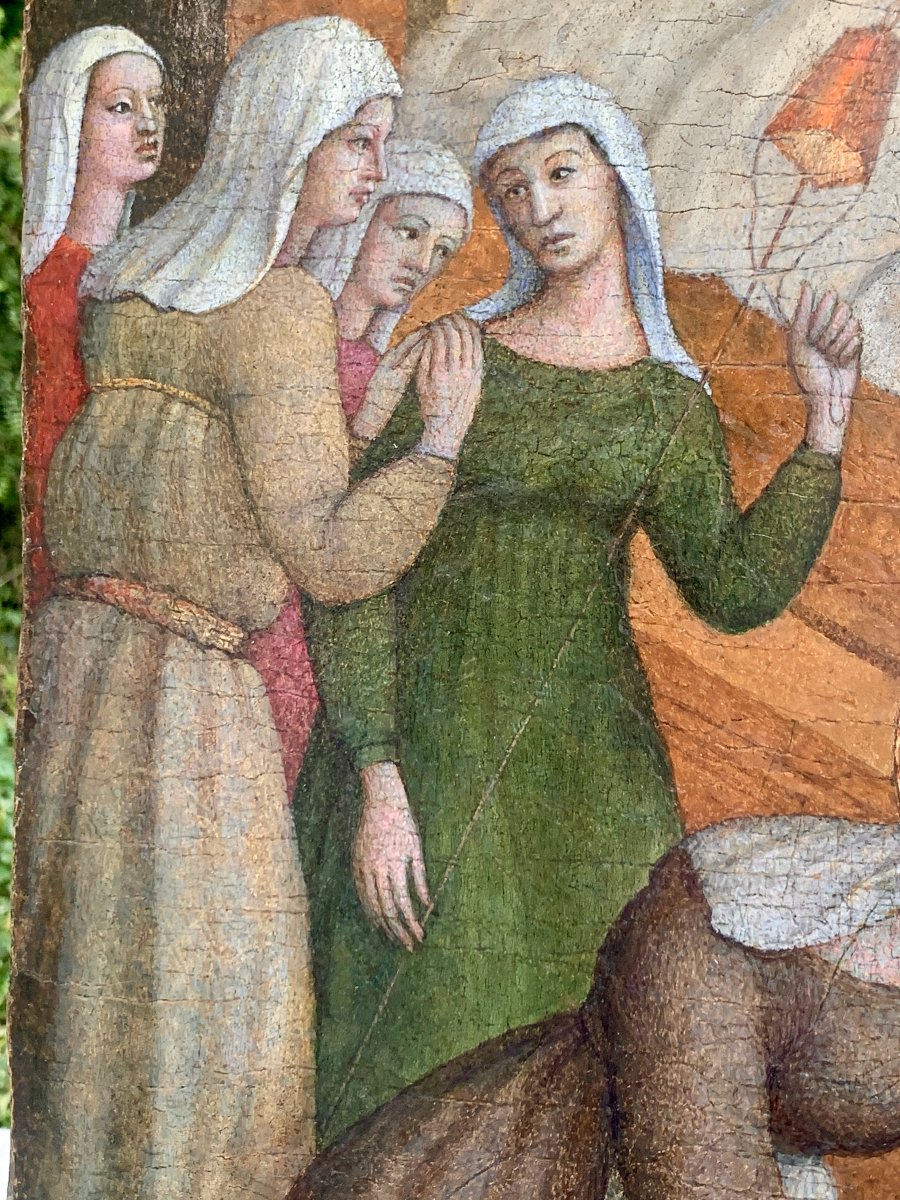 Peinture primitive italienne s/ panneau, Ecole Lombarde vers 1450/70, Ste Elisabeth de Hongrie-photo-4