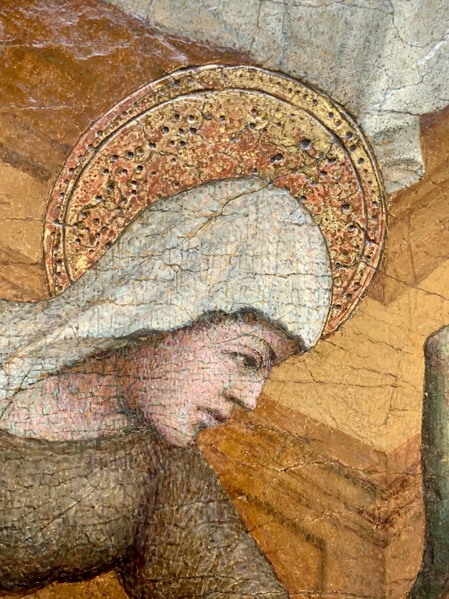 Peinture primitive italienne s/ panneau, Ecole Lombarde vers 1450/70, Ste Elisabeth de Hongrie-photo-1