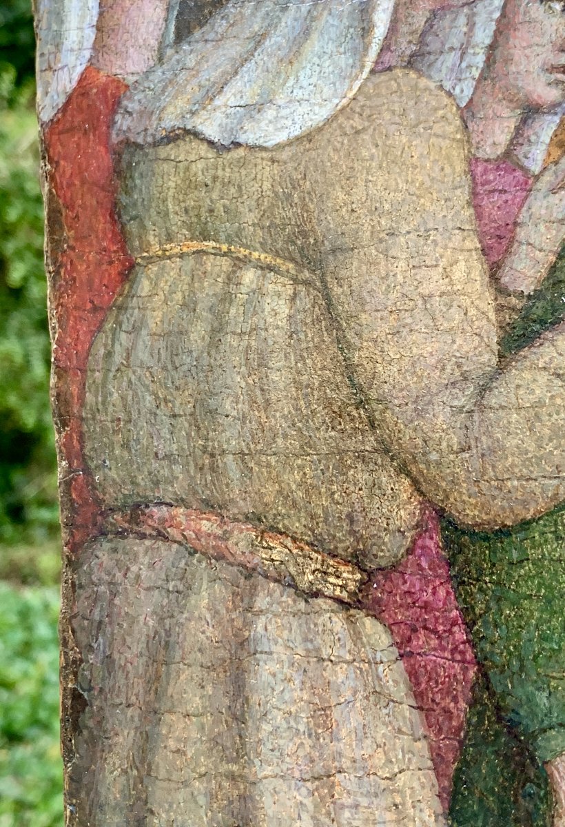 Peinture primitive italienne s/ panneau, Ecole Lombarde vers 1450/70, Ste Elisabeth de Hongrie-photo-2