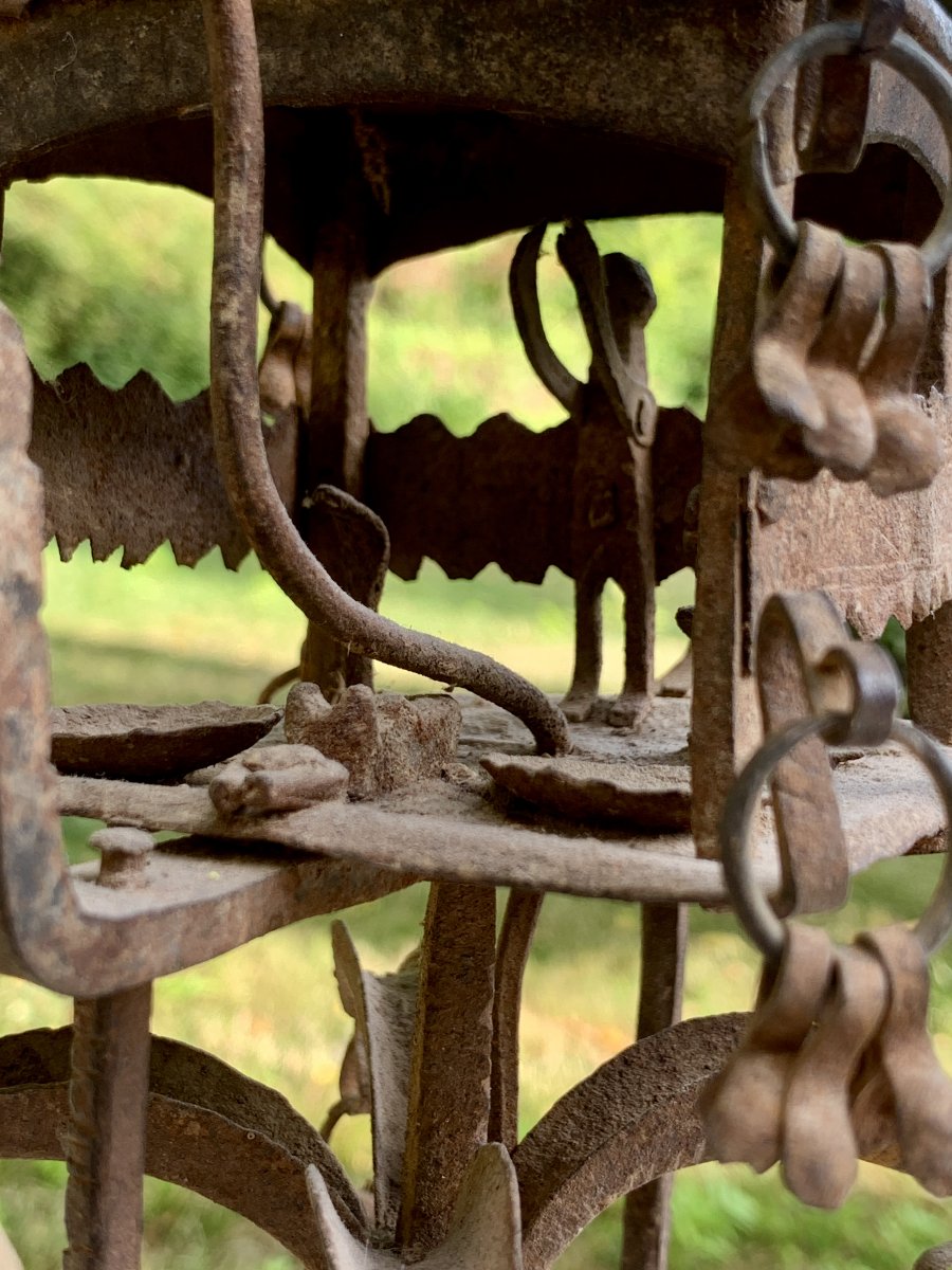 Pt temple domestique en fer battu art populaire Inde XVIII ou XIXe s-photo-6