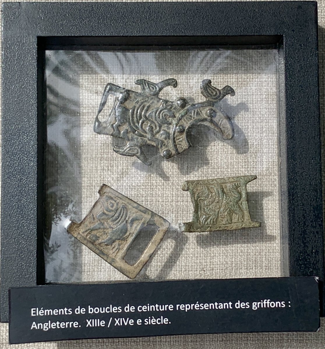 Haute Epoque 3-piece Belt Buckle Set, England Middle Ages, Griffins & Dragons-photo-1