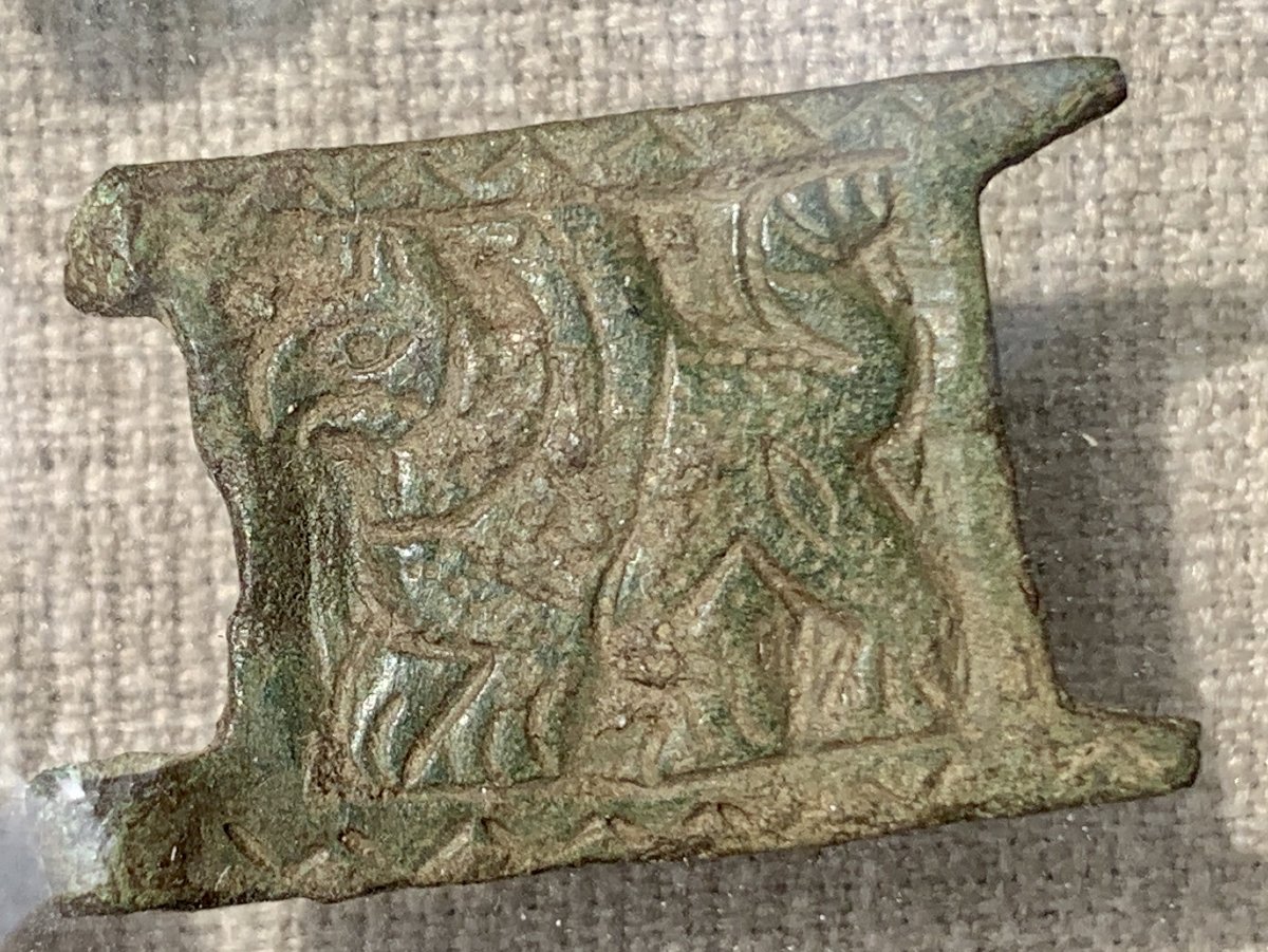 Haute Epoque 3-piece Belt Buckle Set, England Middle Ages, Griffins & Dragons-photo-5