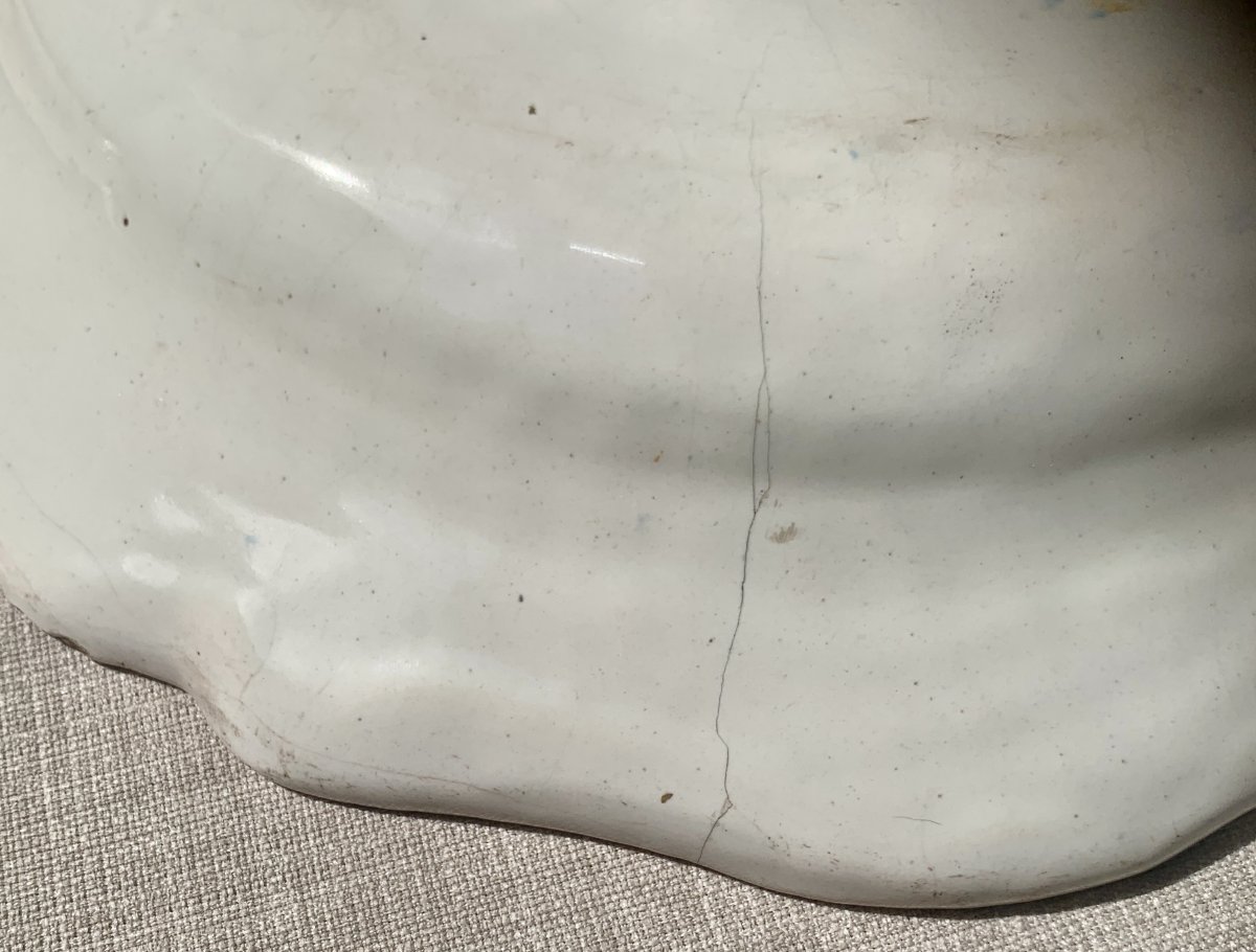 Large Polychrome Earthenware Platter With A Dragon Design, Moulins, 18th Cty-photo-8