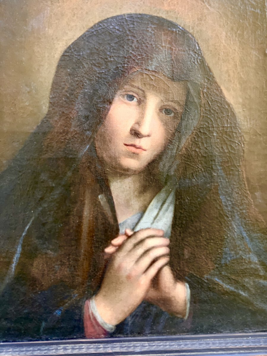 XVIIe s HST vierge en prière,  atelier de SASSOFERRATO (1609-1685-photo-5