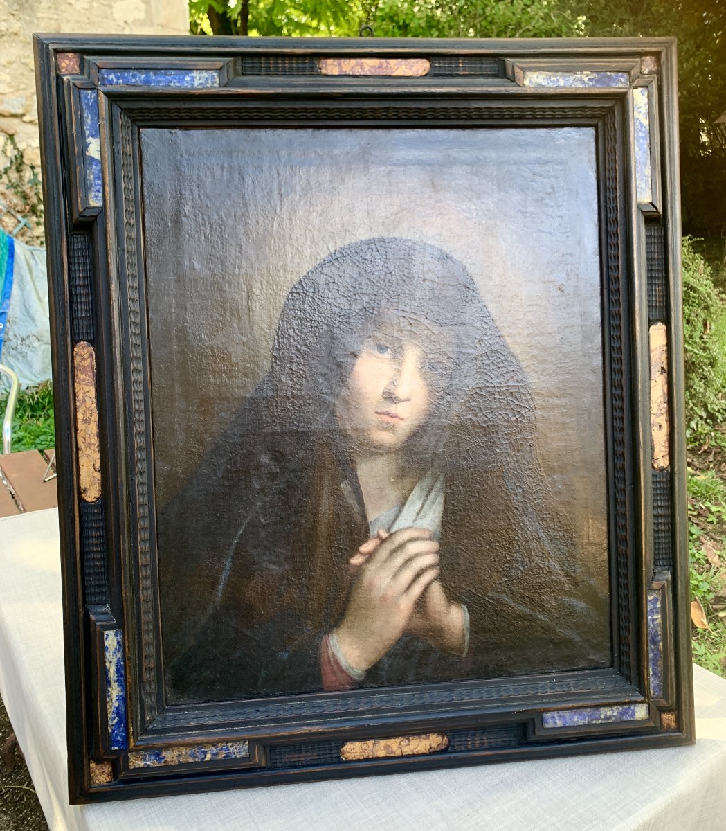 XVIIe s HST vierge en prière,  atelier de SASSOFERRATO (1609-1685-photo-7