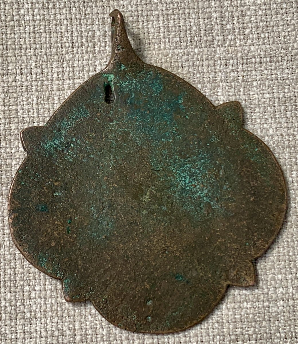 14th Cty: Large Medieval Harness Pendant Featuring Two Lions Framing A "lombard M" Under A Tent-photo-2