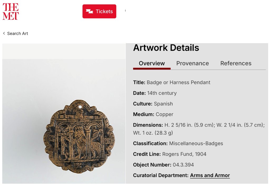 14th Cty: Large Medieval Harness Pendant Featuring Two Lions Framing A "lombard M" Under A Tent-photo-5
