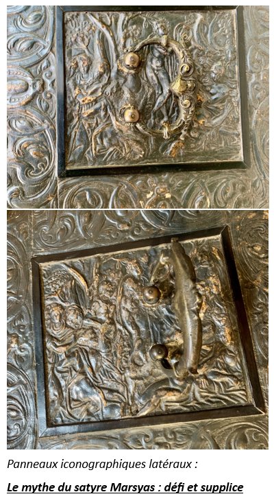 Circa 1600, Northern Italy? Pastiglia Travel Cabinet Imitating Cordoba Leather-photo-4