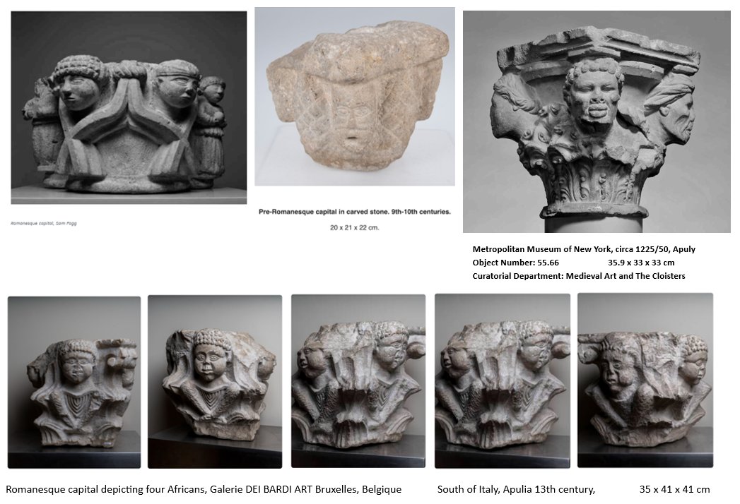 MUSEE: XIe / XIIe s, Pt chapiteau pierre noire (baslate ?) 4 faces avec visages africains-photo-8