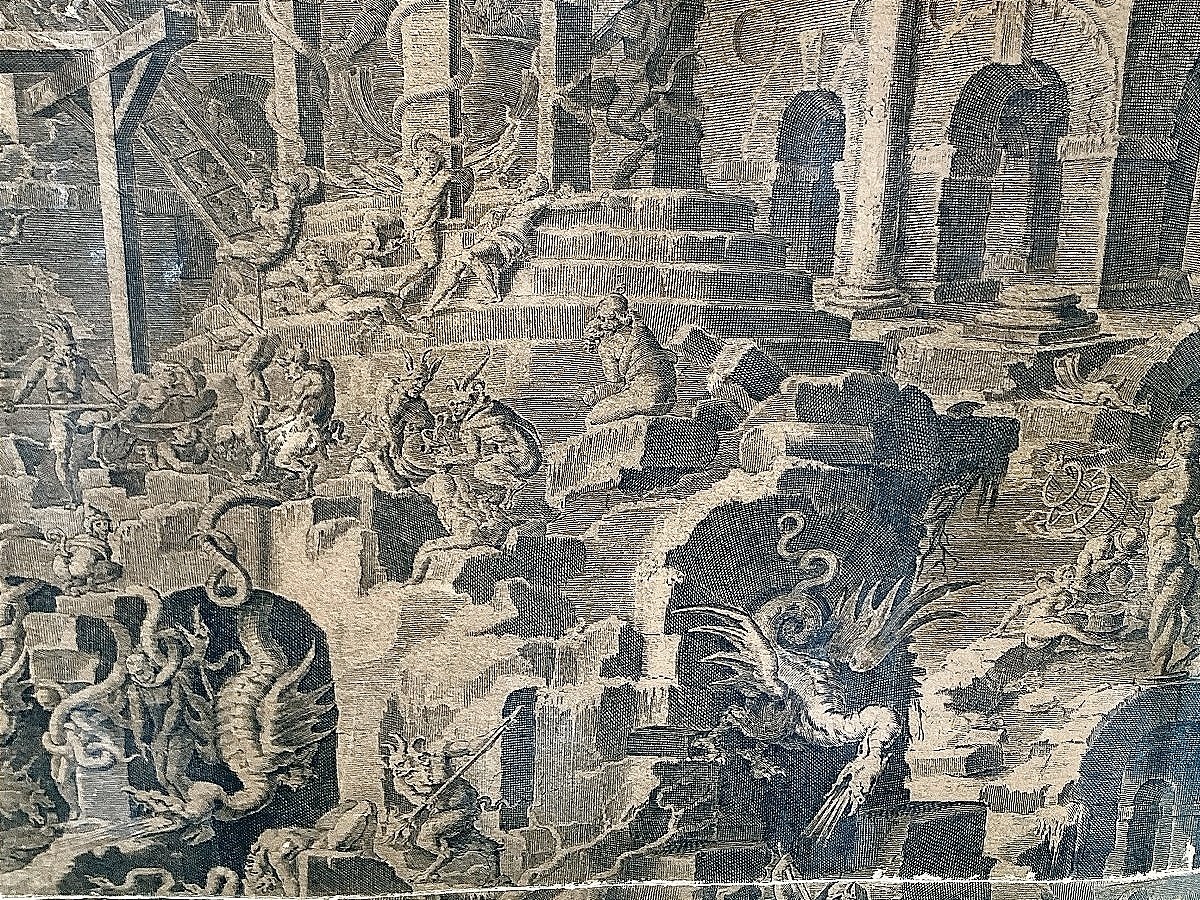 Immense gravure "Le Jugement Dernier", Peter DE JODE (1570-1634) d'ap Jean COUSIN LE VIEUX-photo-2