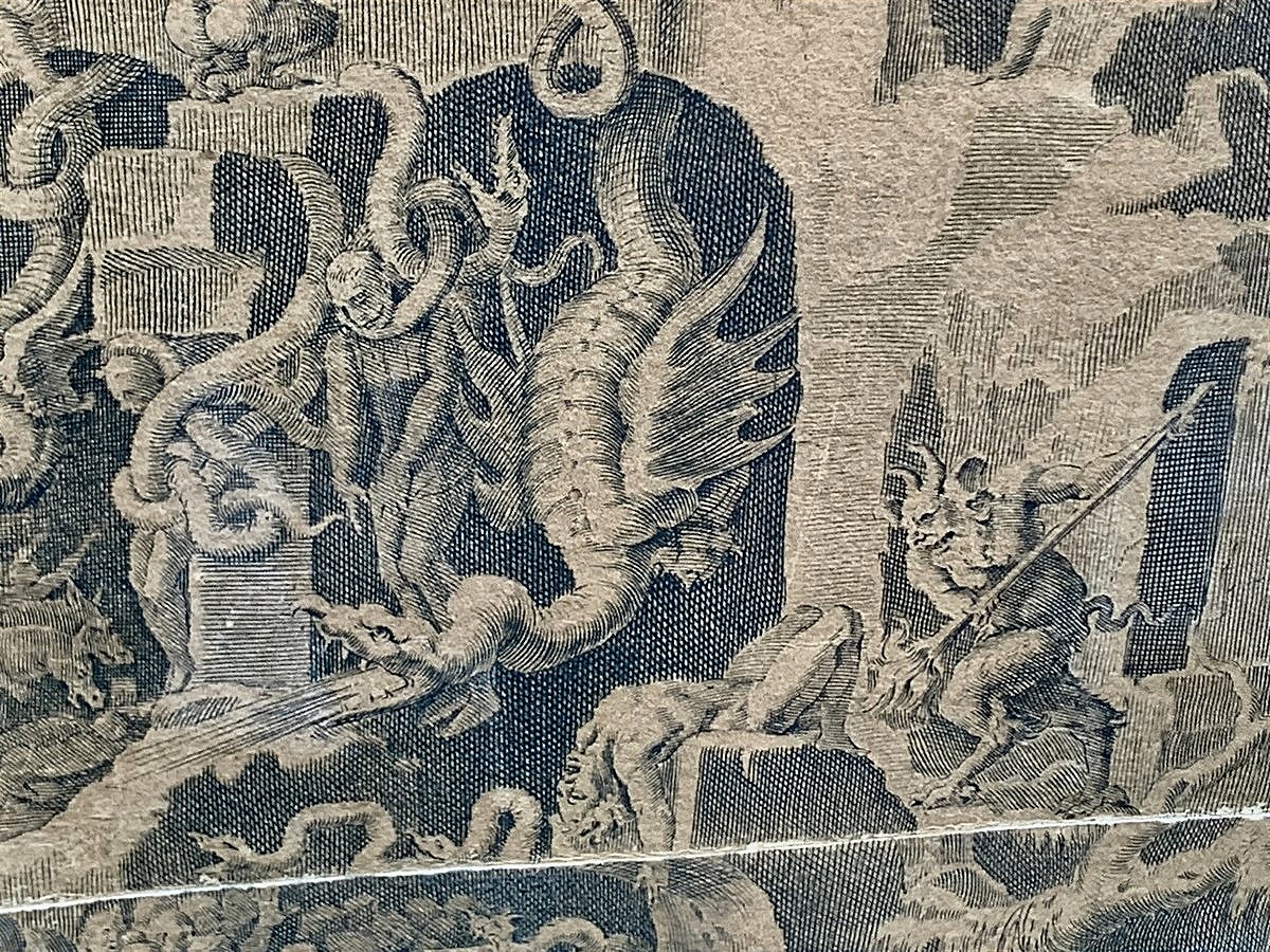 Immense gravure "Le Jugement Dernier", Peter DE JODE (1570-1634) d'ap Jean COUSIN LE VIEUX-photo-4