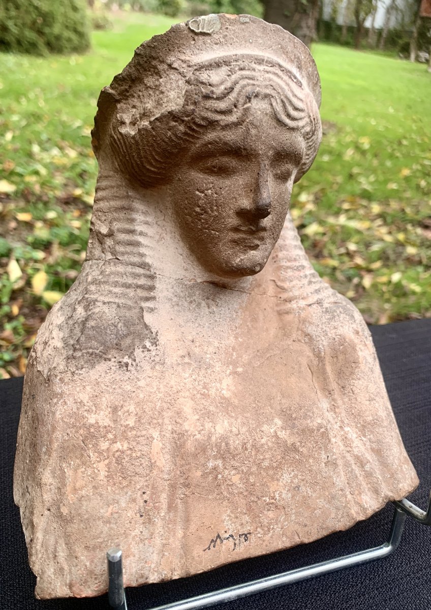 Archaic Greece, Protomea Female Terracotta Bust, 5th Cty Bce, Demeter?