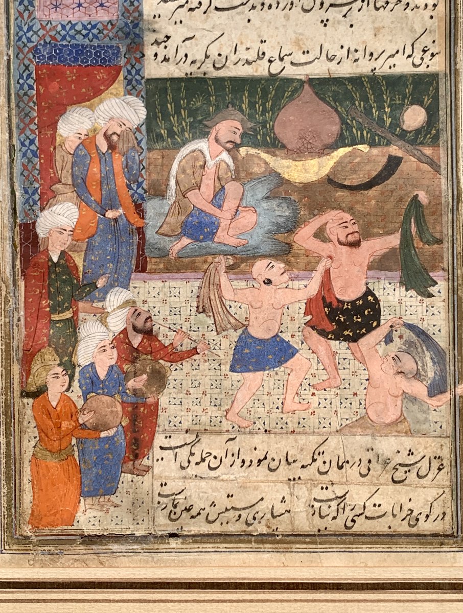 Vers 1580/1600, Ecole de Chiraz feuillet recto verso 2 miniatures persanes ép Safvide-photo-8