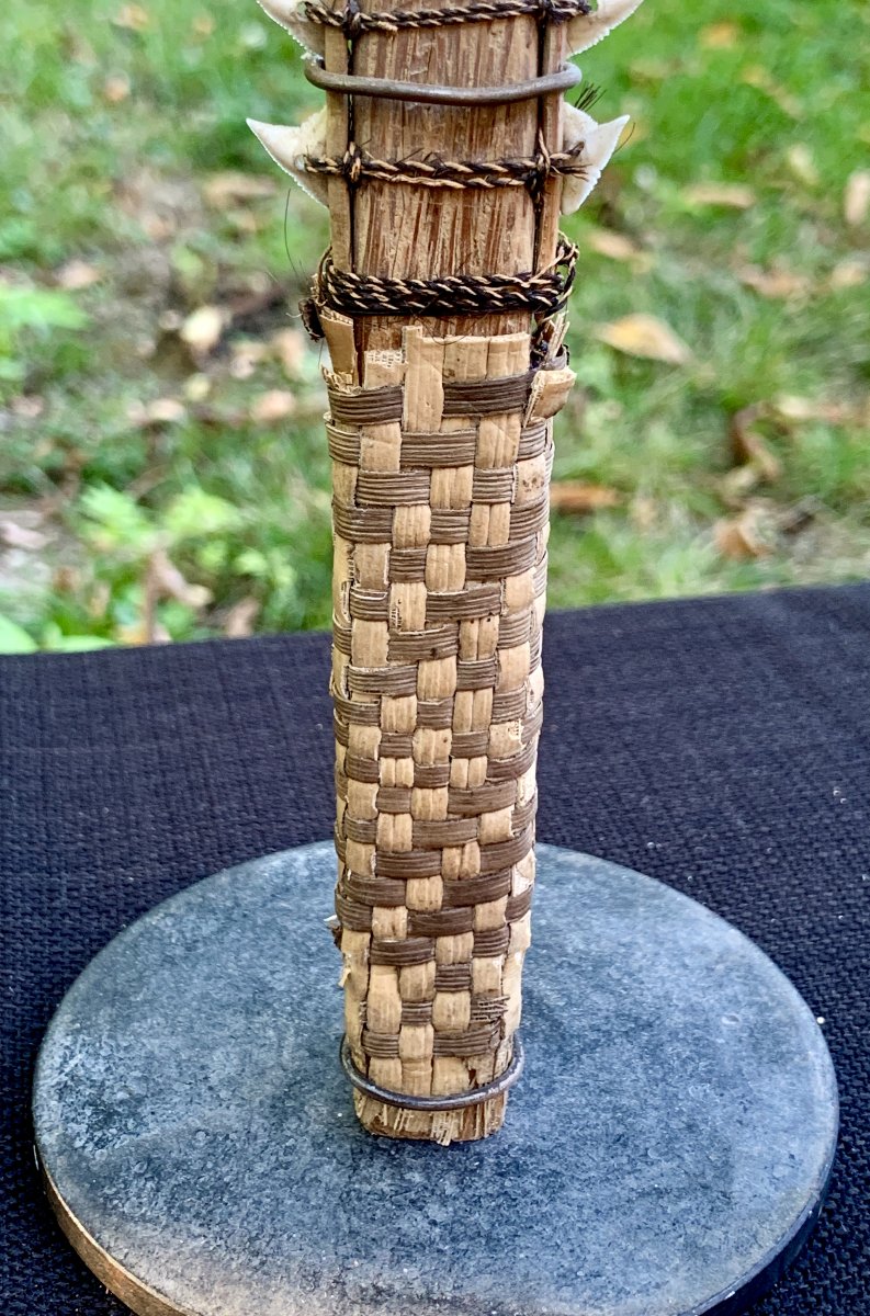 Ethnology: Kiribati Sword With Shark Teeth Flying Fox Fur, Gilbert Islands South Pacific Ocean-photo-2