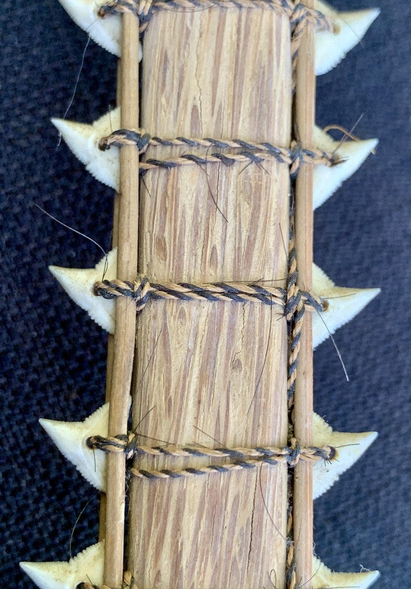 Ethnology: Kiribati Sword With Shark Teeth Flying Fox Fur, Gilbert Islands South Pacific Ocean-photo-4
