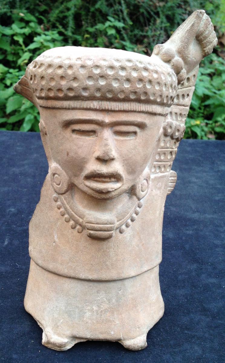 High, Expressive And Genuine Pre-columbian Terracotta Whistle From Maya Mexican Culture-photo-2