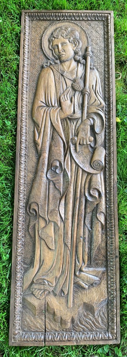 Hich Walnut Carved Panel (only 1 Board) St Jacques Le Majeur, Venice XVth Cty-photo-4