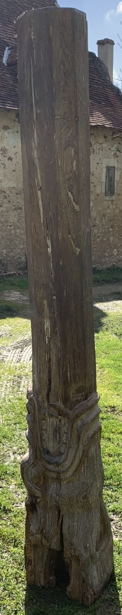 Set Of 2 Long Oak Carved Beams With Numbing / Dragons Or Fantastic Animals Heads, Late Medieval Early Renaissance-photo-4