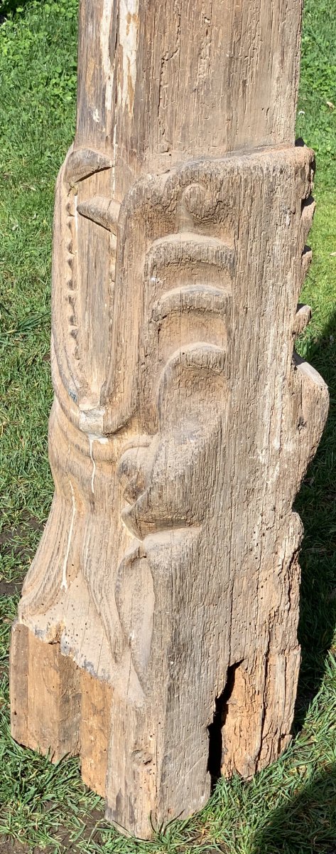 Set Of 2 Long Oak Carved Beams With Numbing / Dragons Or Fantastic Animals Heads, Late Medieval Early Renaissance-photo-6