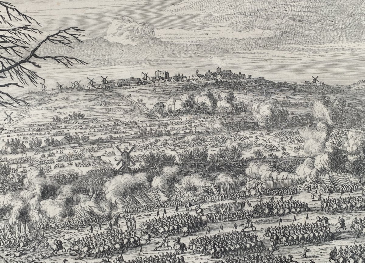 VAN DER MEULEN 1632-1690 Paire gravures manœuvres militaires sous Louis XIV ép XVIIe s-photo-2