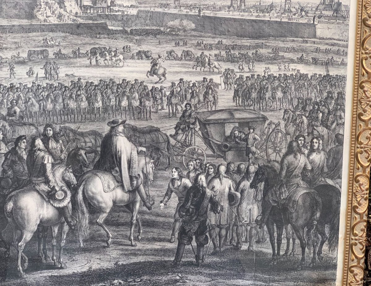 VAN DER MEULEN 1632-1690 Paire gravures manœuvres militaires sous Louis XIV ép XVIIe s-photo-3