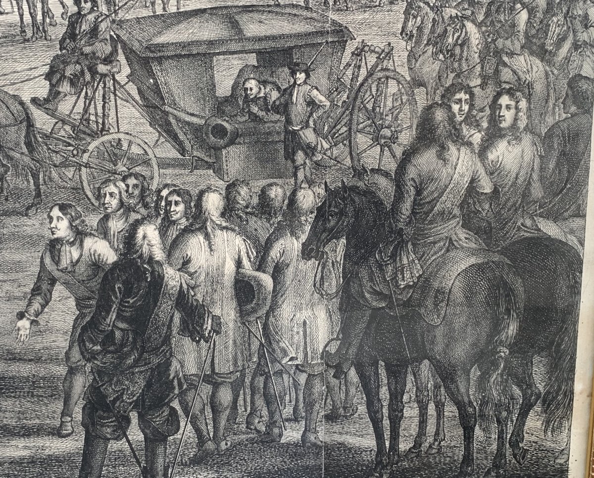 VAN DER MEULEN 1632-1690 Paire gravures manœuvres militaires sous Louis XIV ép XVIIe s-photo-4