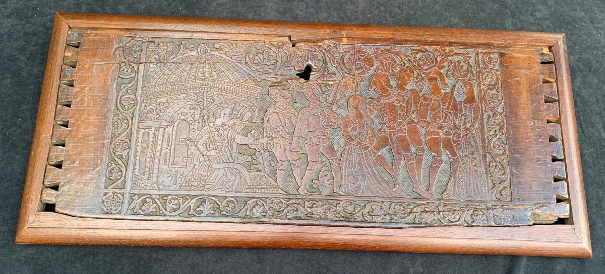 Panneau façade de coffre cèdre pyrogravé 