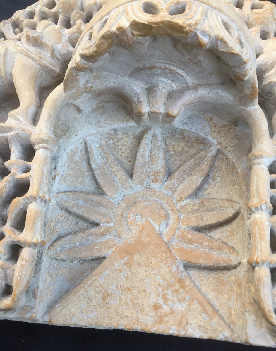 Inde Xe XIe s arche Jaïn  pierre/grès rose sculpté-photo-6