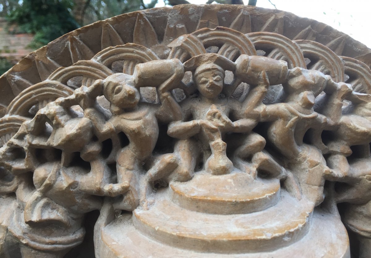 Inde Xe XIe s arche Jaïn  pierre/grès rose sculpté-photo-7