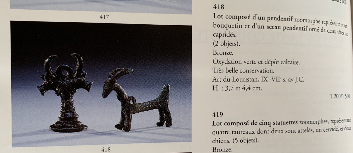 Xth To VIIth Cty Bc Louristan Ibex Green Patina Bronze Statue With Ring-photo-3