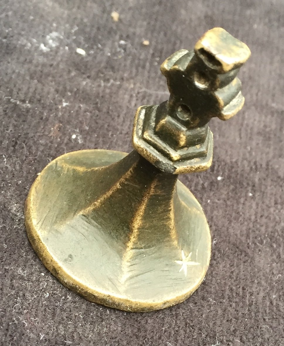 XIIe / XIVth Cty, Large Medieval Bronze Thumb Stamp, Religious Cross Shape Taken-photo-3