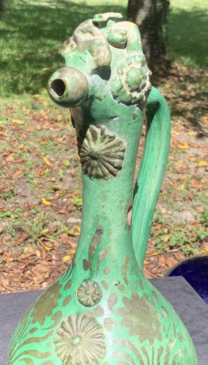 Pair Green Ceramic Pitchers Canakkale (turkey) , Early XIXth Cty-photo-4