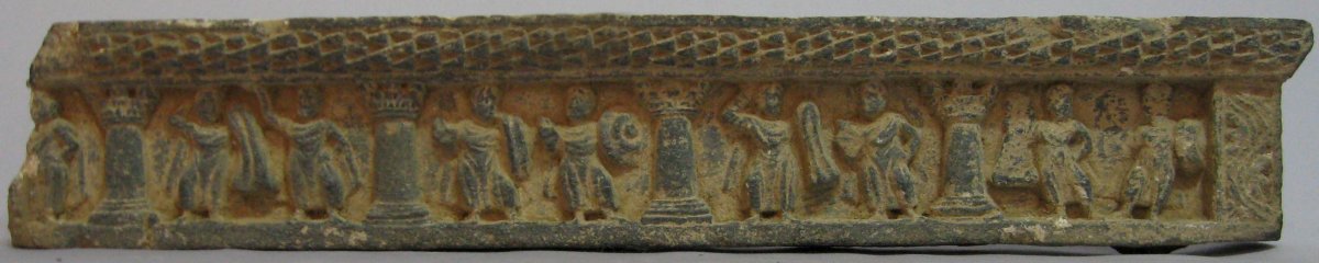 Ii-iv Cty Gandhara Schist Friez Soldiers&roman Columns-photo-2