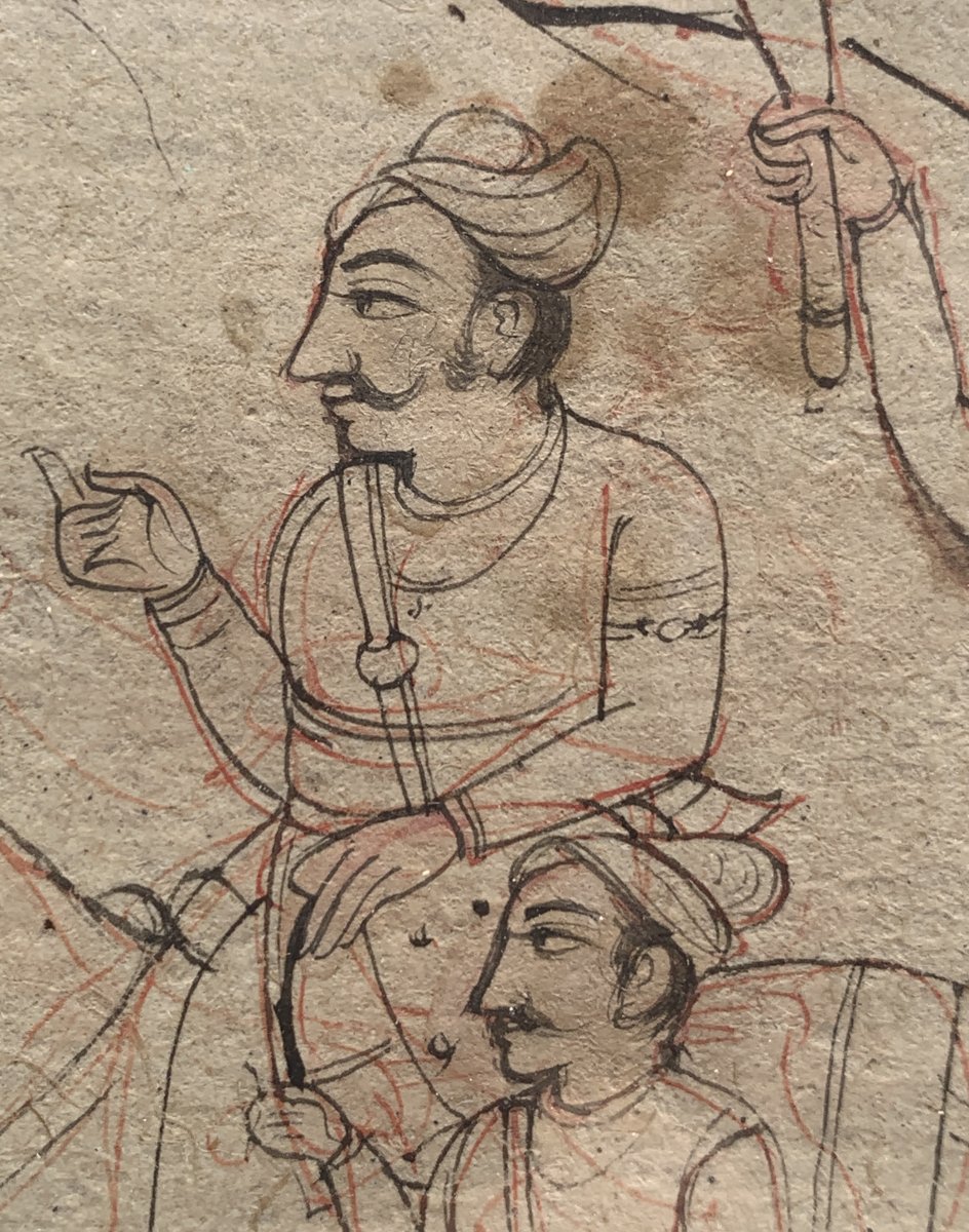 XIXe Inde, Dessin cavalier aux paons-photo-5