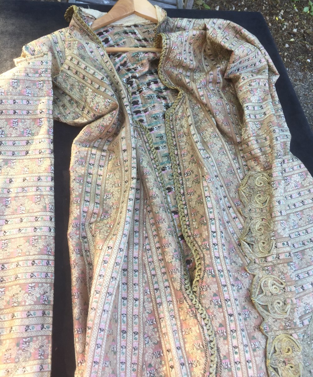 Stunning Silk Embroidered Gold Thread Interior Jacket Turkey XIXth-photo-2