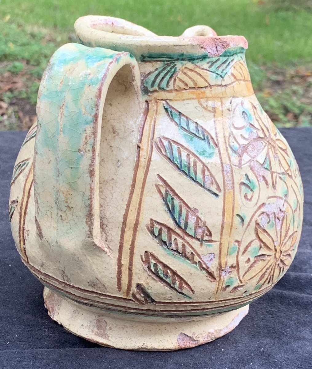 Sgraffito Ceramic Pitcher, Rubiera Italy XVth Cty-photo-1