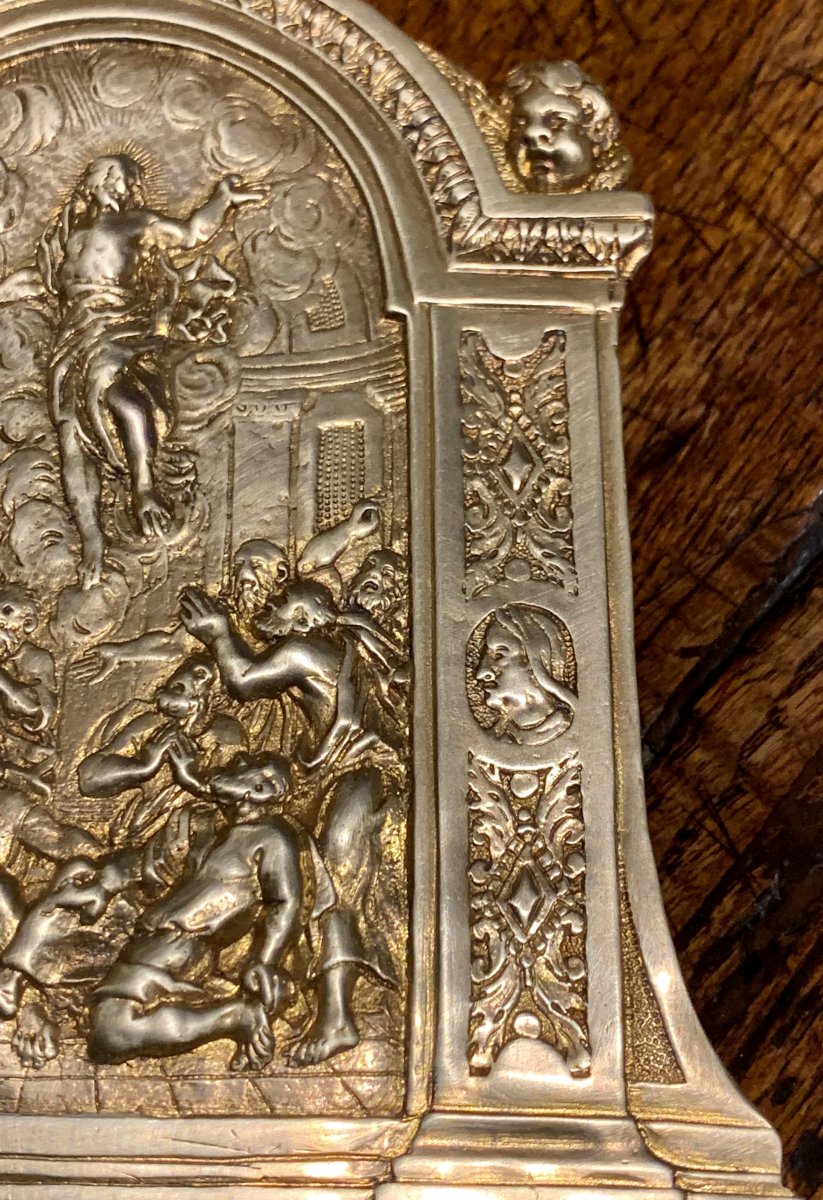 Late XVIth Cty, Italian ?, Christ Assumption Gilt Travel Icon-photo-2