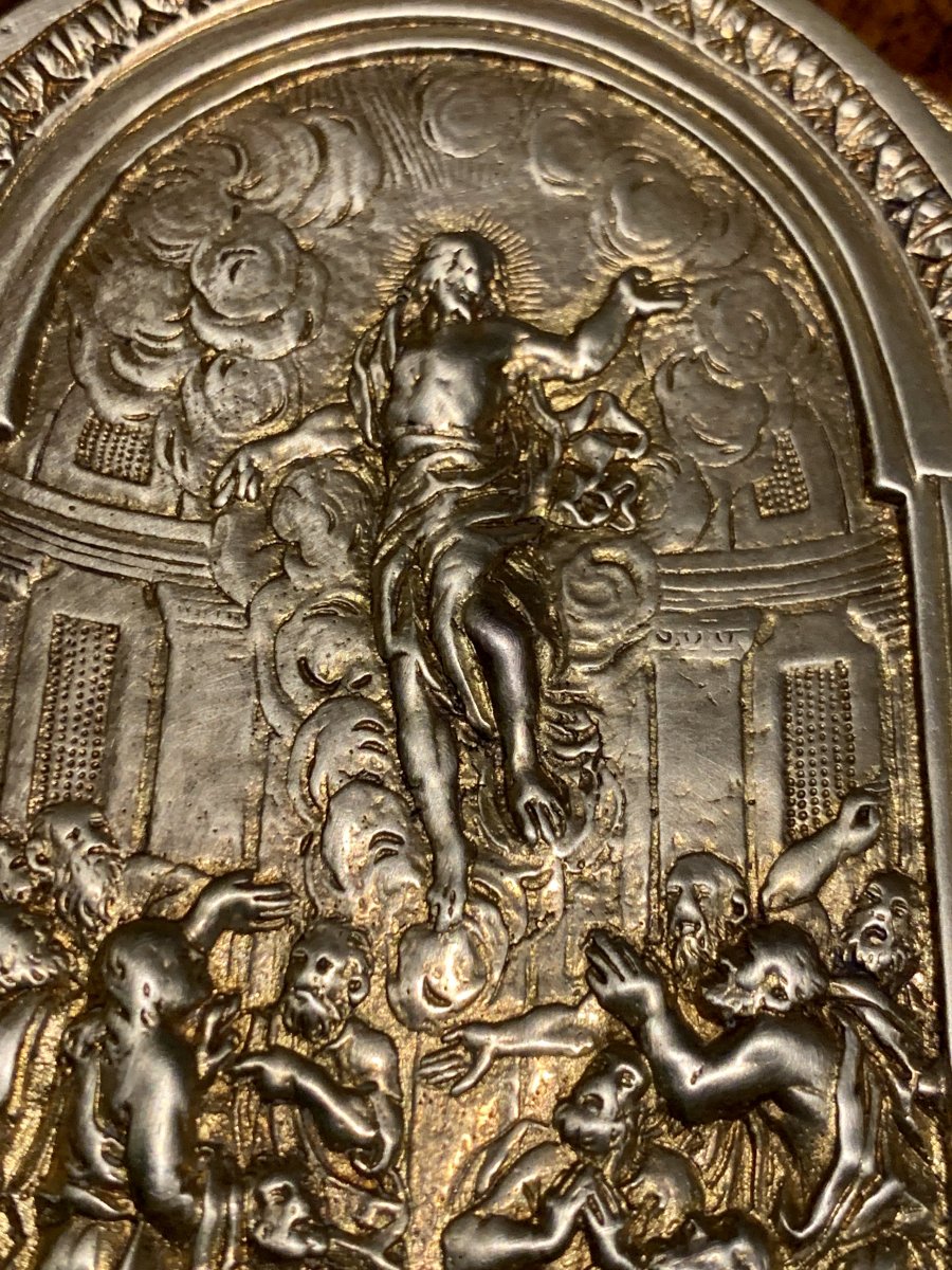 Late XVIth Cty, Italian ?, Christ Assumption Gilt Travel Icon-photo-5